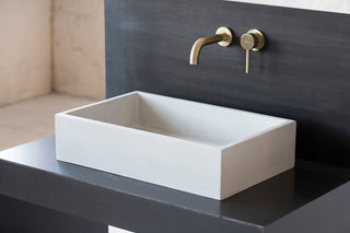 Square concrete sink | Wash basin | Vessel sink | Off white | 55x35 cm. 21 3/4 x 12 3/4 inch. - betono.lt