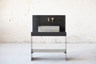 Square concrete sink | Wash basin | Vessel sink | Gray | 55x35 cm. 21 3/4 x 12 3/4 inch. - betono.lt