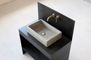 Square concrete sink | Wash basin | Vessel sink | Gray | 55x35 cm. 21 3/4 x 12 3/4 inch. - betono.lt