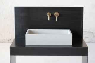 Square concrete sink | Wash basin | Vessel sink | Off white | 55x35 cm. 21 3/4 x 12 3/4 inch. - betono.lt